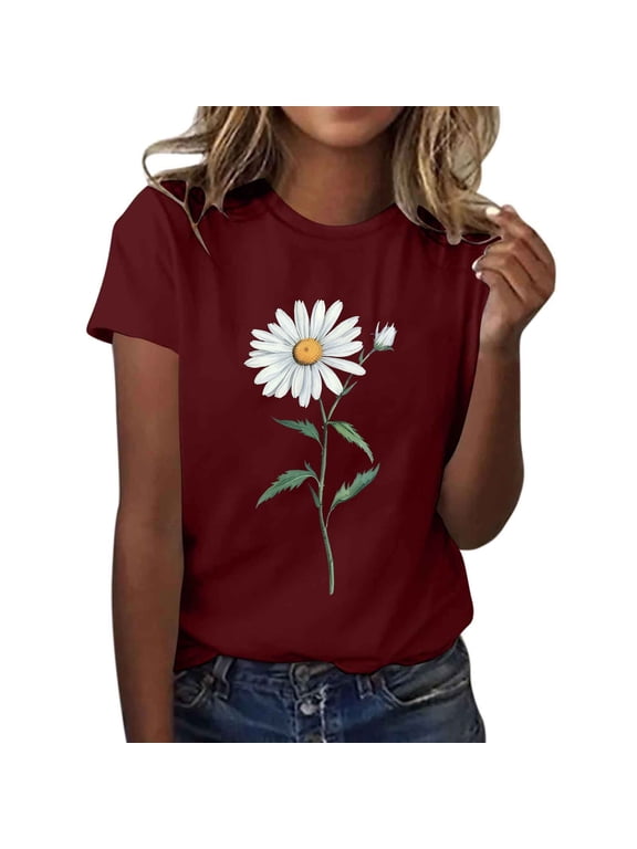 T Shirts for Women - Short Sleeve Spring Summer Tops Soft Basic Tees Casual Vacation Clothes