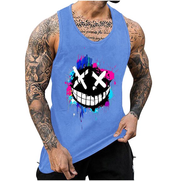 Otvok Tank Tops for Men's Colorless Thin Strap Leakage Back Regular Casual Sports Vest Blouses