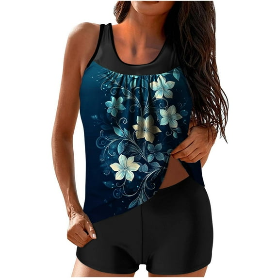 Otvok Tankini Swimsuits for Women Tummy Control Two Piece Bathing Suits Flowy Swim Tops with Boy Shorts