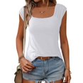 thumbnail image 1 of Otvok Tops for Women Casual Solid Color Short-Sleeve Blouses U-Neck Shirts, 1 of 6