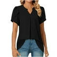 thumbnail image 1 of Otvok Tops for Women Short Sleeve Solid Comfortable Breathable V-Neck Blouses Shirt, 1 of 6