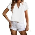 thumbnail image 1 of Otvok Tops for Women Short Sleeve Solid Comfortable Breathable V-Neck Blouses Shirt, 1 of 6