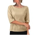 thumbnail image 1 of Otvok Tops for Women's Loose Sparkling Pearl Glitter Sequin Medium Sleeve Round Neck T-Shirt, 1 of 6