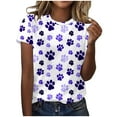 thumbnail image 1 of Otvok Tops for Womens Dog Paw Print Short Sleeve Funny Round Neck T-Shirt Blouses, 1 of 6