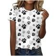 thumbnail image 1 of Otvok Tops for Womens Dog Paw Print Short Sleeve Funny Round Neck T-Shirt Blouses, 1 of 6