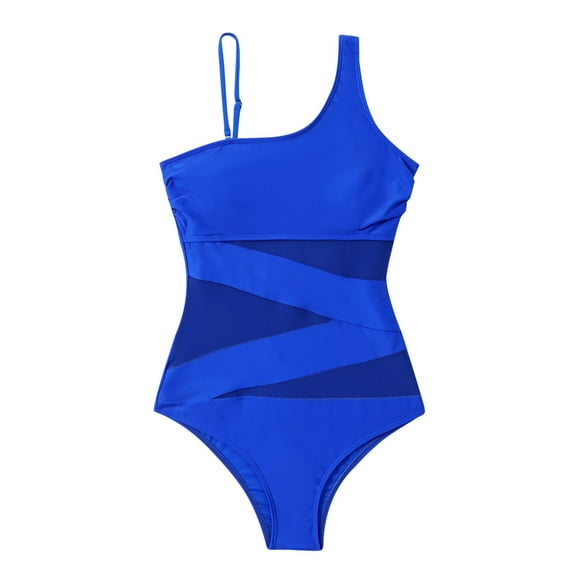 Otvok Trends Womens One Piece Swimsuits Tummy Control Plus Size High Waisted Bathing Suit Monokini S Blue