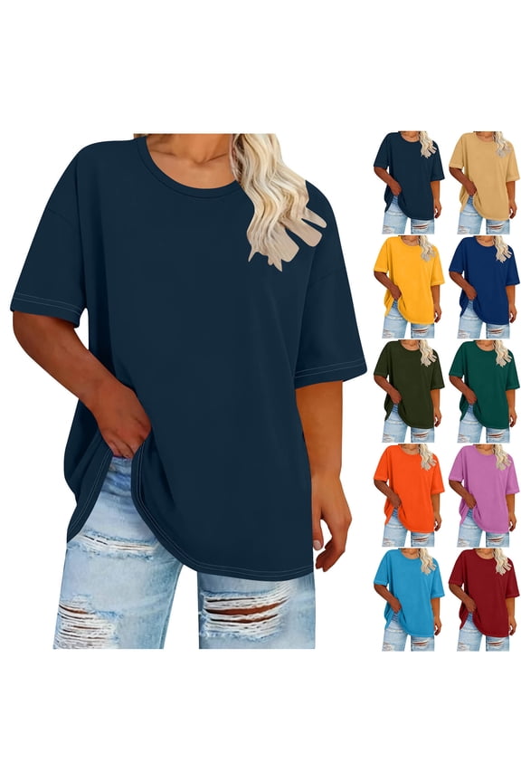 Trendy Plus Size Casual Tops Womens Oversized Summer T Shirts Short Sleeve Fashion Workout Clothes