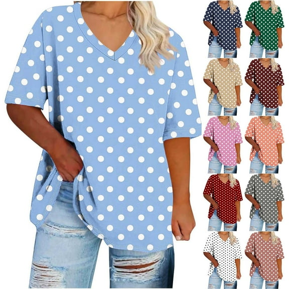 Otvok Trendy Workout Tee Women's Plus Size V-neck Short Sleeve Summer Base Shirt Sports T-shirt