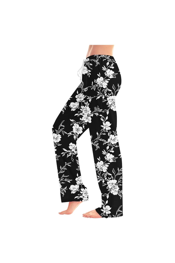 Otvok Trouser Fot Women Leisure Elastic Waist Draw Rope Pocket Full Length Pants