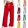 thumbnail image 1 of Otvok Trousers Women'S Fashionable Casual Pockets Drawstring Wide Leg Pants, 1 of 6