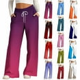 thumbnail image 1 of Otvok Trousers Women'S Fashionable Casual Pockets Drawstring Wide Leg Pants, 1 of 6