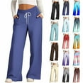 thumbnail image 1 of Otvok Trousers Women'S Fashionable Casual Pockets Drawstring Wide Leg Pants, 1 of 6