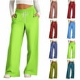 thumbnail image 1 of Otvok Trousers Women'S Fashionable Casual Pockets Drawstring Wide Leg Pants, 1 of 6