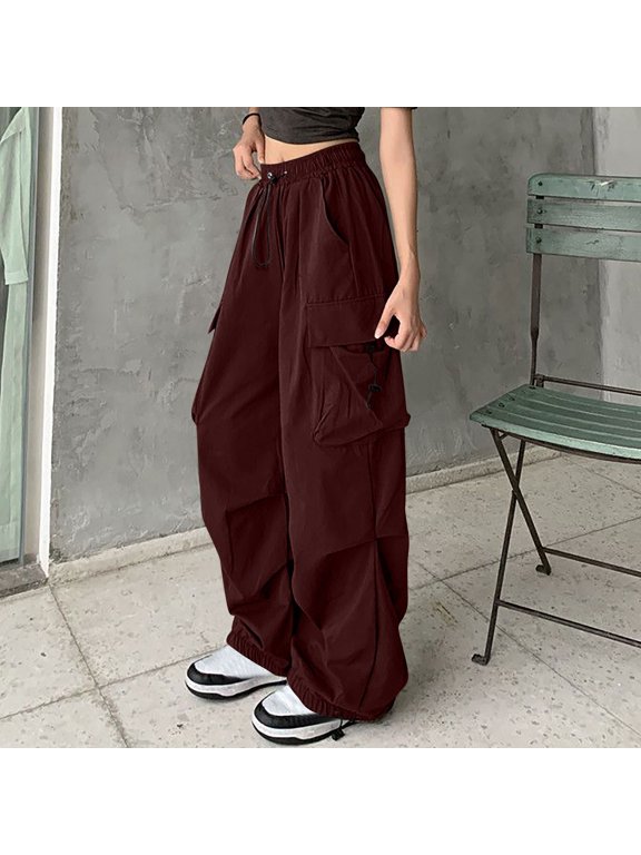 Trousers Women'S Workwear Pants Solid Color Fashion Casual Loose Wide-Leg Cuffed Pants