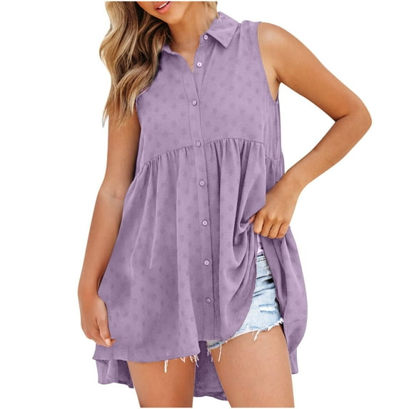 Otvok Tunic Tank for Women Summer Sleeveless Solid Color Light Loose Blouse Ventilation T-Shirt