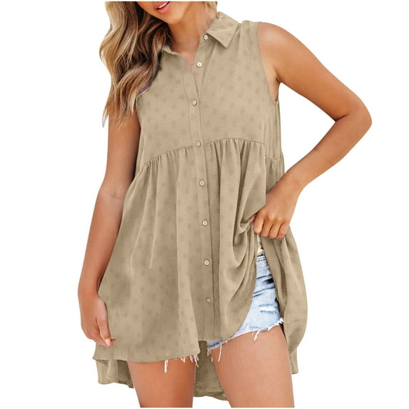 Otvok Tunic Tank for Women Summer Sleeveless Solid Color Light Loose Blouse Ventilation T-Shirt