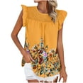 thumbnail image 1 of Otvok Tunic Tops for Women Tank Summer Floral Printed Ruffle Sleeve Round Neck Casual Blouse, 1 of 6