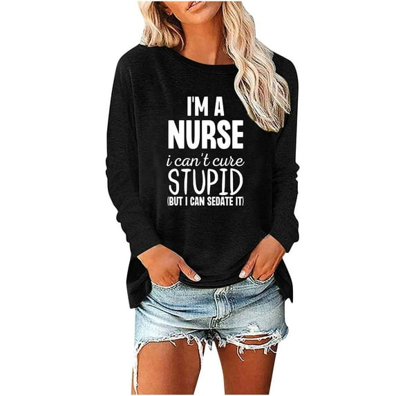 Otvok Winner Blouses Womens Round-Neck Christmas Printing Recreational Long Sleeve Tops