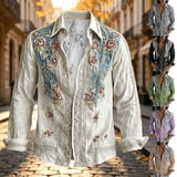 Otvok Winter Men's Bohemian Style Button Shirt, Long Sleeve Lapel ...