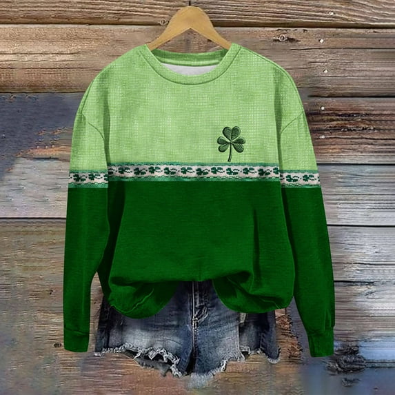Otvok Winter Sweatshirts for Women St. Patrick'S Day Loose Sweatshirt Shoulder Long Sleeve Cute Shirts