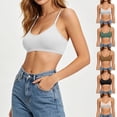 thumbnail image 1 of Otvok Women Bras Solid Scoop Neck Cami Bralette, Thin Spaghetti Strap Padded Seamless Crop Tank Daily Lounge Bra, 1 of 7