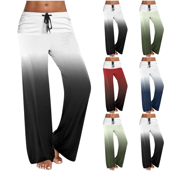 Otvok Women Casual Gradient Print Trousers Bandage Comfortable Straight Pants
