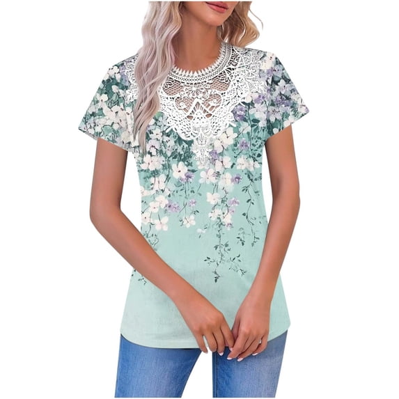 Otvok Women Fashion Summer Regular Women Short Sleeves V Neck Button Top