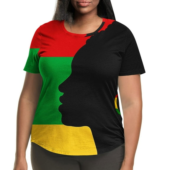 Otvok Women Plus Size Tee Tops Fashion Casual Printing Shirts Short Sleeve Loose Round Neck Tunic Blouse