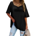 thumbnail image 1 of Otvok Women Plus Size Tunic Tops Loose Casual Short Sleeve Solid Blouse T-Shirt, 1 of 6