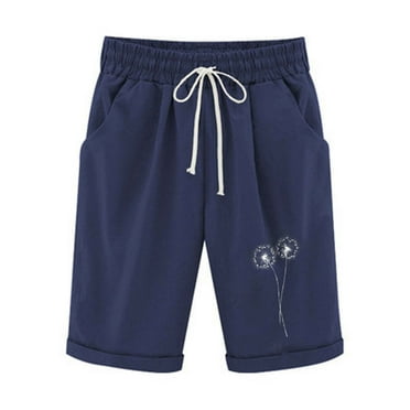 Otvok Women Printed Casual Elastic Waist Drawstring Shorts with Pockets
