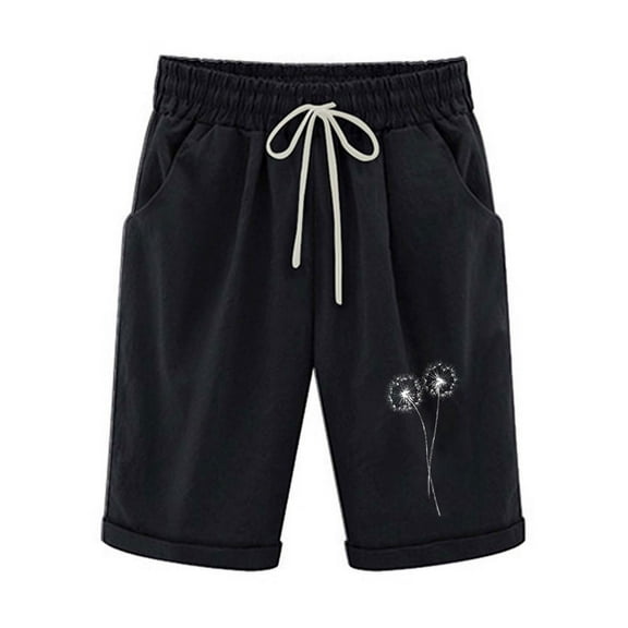 Otvok Women Printed Casual Elastic Waist Drawstring Shorts with Pockets