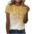thumbnail image 1 of Otvok Women'S T Shirts Short Sleeve Tees Sparkling Crystal Graphic Loose O-Neck Plus Size Summer Tops, 1 of 6