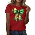 thumbnail image 1 of Otvok Women'S T Shirts Summer Tops Four-Leaf Clover Graphic Tee Short Sleeve Vacation Casual Patricks Blouses, 1 of 6