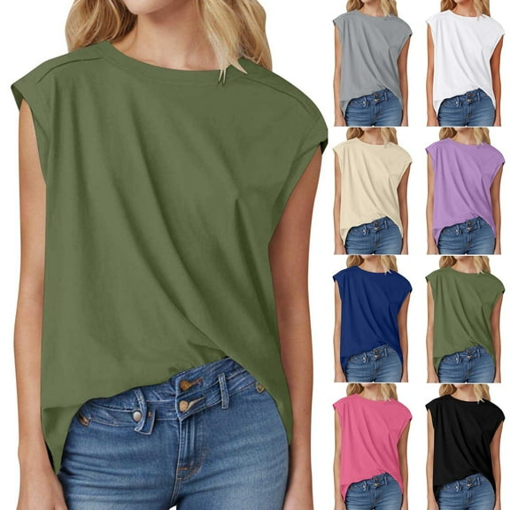 Otvok Women Tees 2025 Summer Trendy Cap Short Sleeve Shirts Casual Loose Top Outfits Clothes