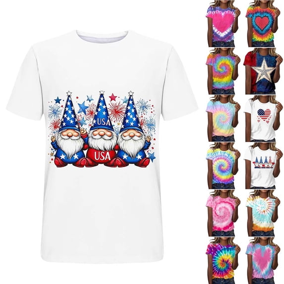 Otvok Women's Casual And Fashionable Printed T-shirt With Round Neck And Short Sleeved Top