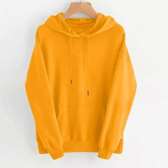 Otvok Women's Casual Hoodies Long Sleeve Solid Lightweight Pullover Tops Loose Sweatshirt with Pocket