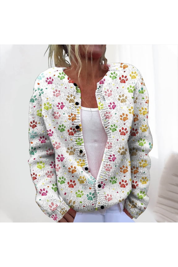 Women's Chunky Knit Open Front Sweater Long Sleeve Button Loose Short Cardigan Outerwear Coats