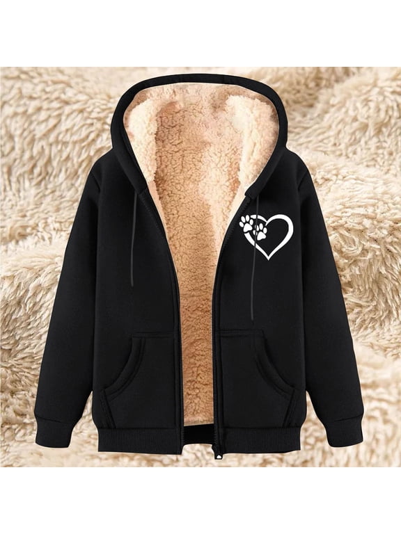 Women's Fleece Lined Zip Up Hoodie Jacket Cozy Warm Sweatshirt