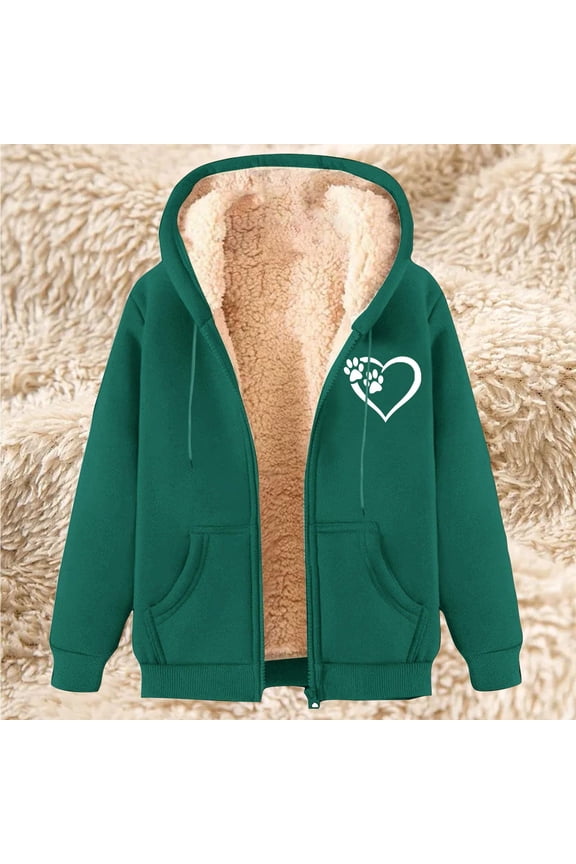 Women's Fleece Lined Zip Up Hoodie Jacket Cozy Warm Sweatshirt