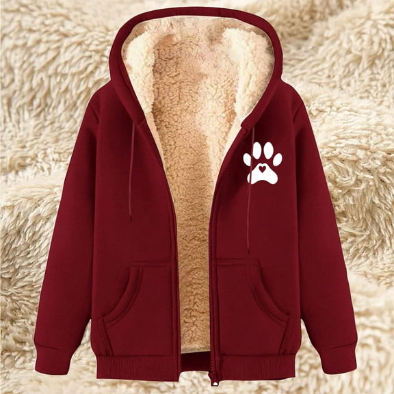 Otvok Women's Long Sleeve Sweatshirt Casual Full Zip Fleece Hoodie Jacket Coat
