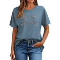 thumbnail image 1 of Otvok Women's New Short-Sleeved Crew-Neck Pullover Casual Independence Day Printed T-Shirt Tops, 1 of 6