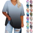 thumbnail image 1 of Otvok Women's Oversized V-neck Short Sleeve Summer Base Shirt Sports T-shirt Trendy Loose Workout Tee, 1 of 5