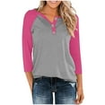 thumbnail image 1 of Otvok Women's Raglan V Neck Summer Tops 3/4 Sleeve Ladies Button Henley Shirt Boyfriend Style Blouse, 1 of 6