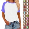 thumbnail image 1 of Otvok Women's Spring Summer T-shirts Contrasting Printed Short Sleeved Round Neck Pullover Fashionable Tops, 1 of 6