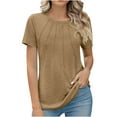 thumbnail image 1 of Otvok Women's Summer Tunic Top Short Sleeve Round Neck Pleated Casual Tshirts Basic Loose Blouses, 1 of 6