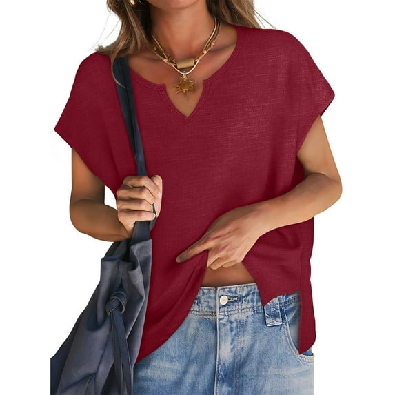 Otvok Women's Summer Vest Solid Color Round-Neck Loose Plus Size Sleeveless Casual Tee Tops Tank