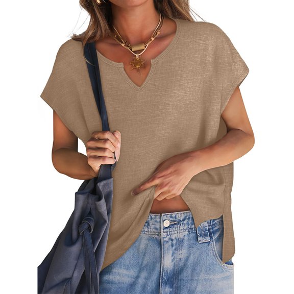 Otvok Women's Summer Vest Solid Color Round-Neck Loose Plus Size Sleeveless Casual Tee Tops Tank