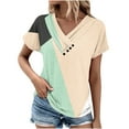 thumbnail image 1 of Otvok Women's V-Neck T-Shirt Printed Button-Up Summer Casual Short Sleeve Tops, 1 of 6