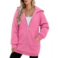 thumbnail image 1 of Otvok Women's Zip Up Hoodies Long Sleeve Long Sweatshirts Oversized Casual Fall Winter Jacket Coat with Pocket, 1 of 5
