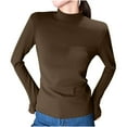 thumbnail image 1 of Otvok Womens Base Shirt Solid Color Long Sleeve Pullover Half High Neck Tops, 1 of 6
